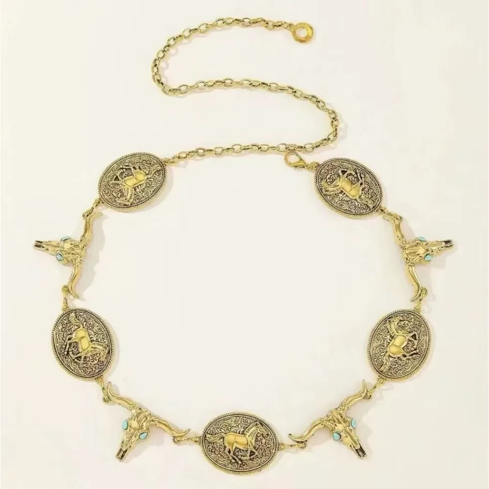 Boho bull Motif Belt M1528